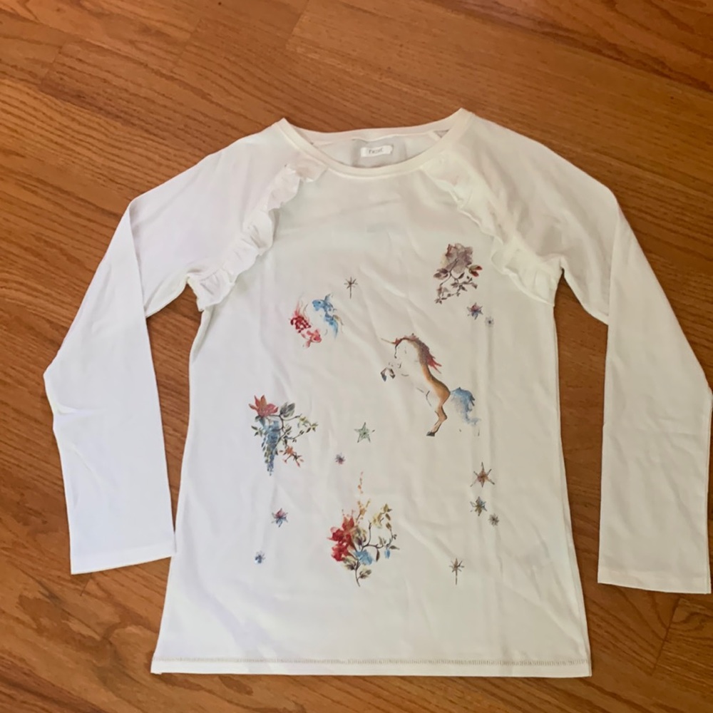NWT girls cream unicorn glitter sequin top from NEXT Sz 12 years